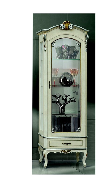 Klassische Luxus Möbel Holz Weiß Vitrine Schicke Vitrineschrank Italienische Möbel Neu