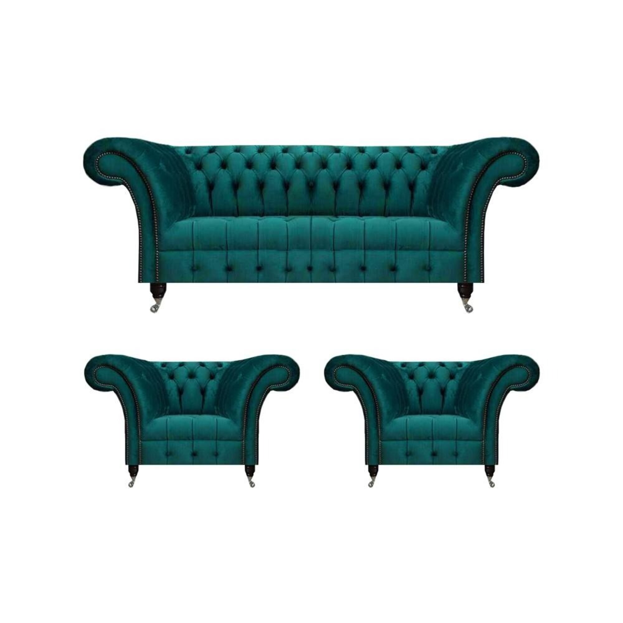 Design Modern Couchgarnitur Sofagarnitur Set Wohnzimmer 3tlg Chesterfield