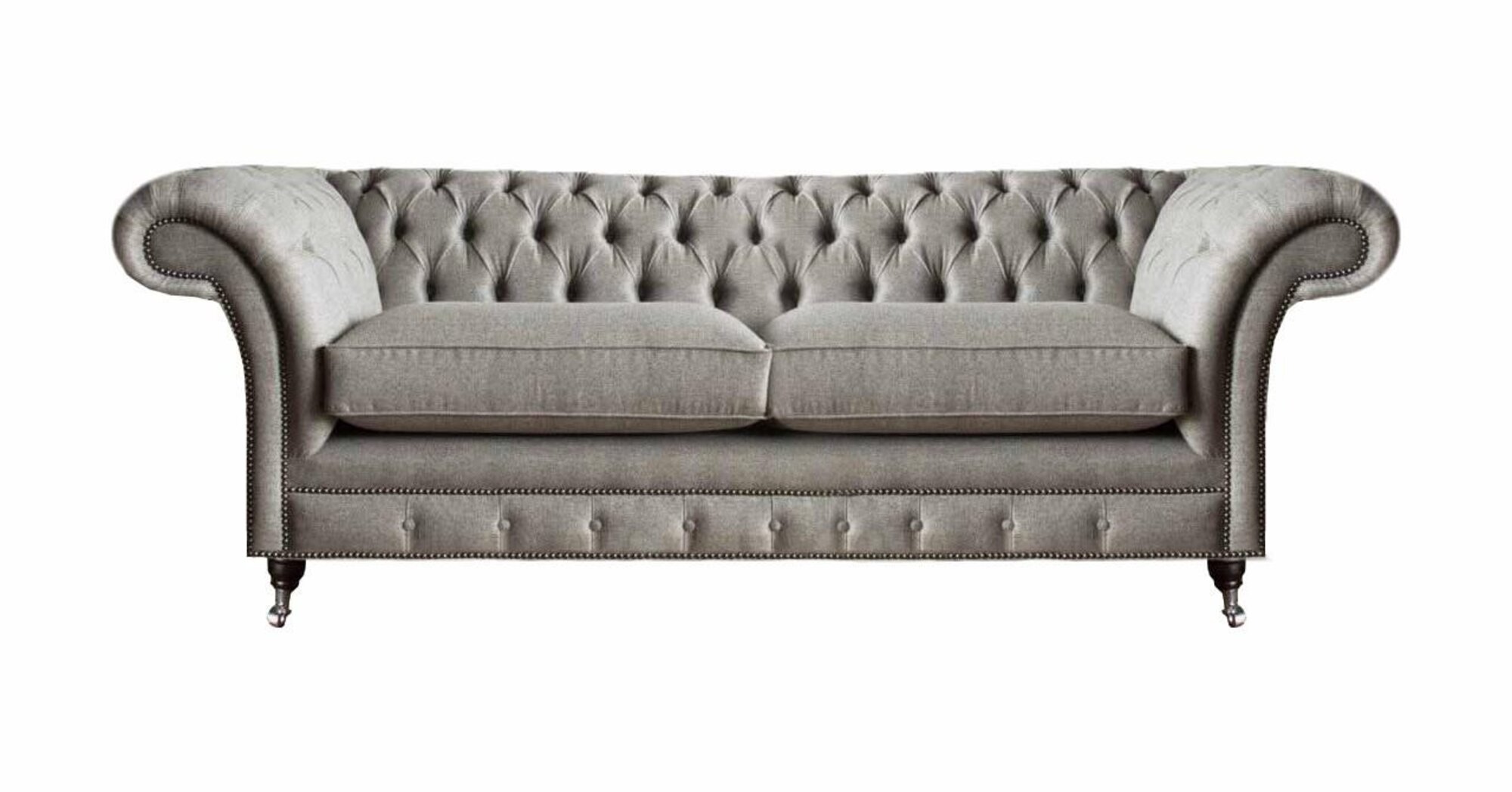 Polstersofa Grau Möbel Luxus Sofa Couch Zweisitzer Chesterfield Sitzmöbel Textil
