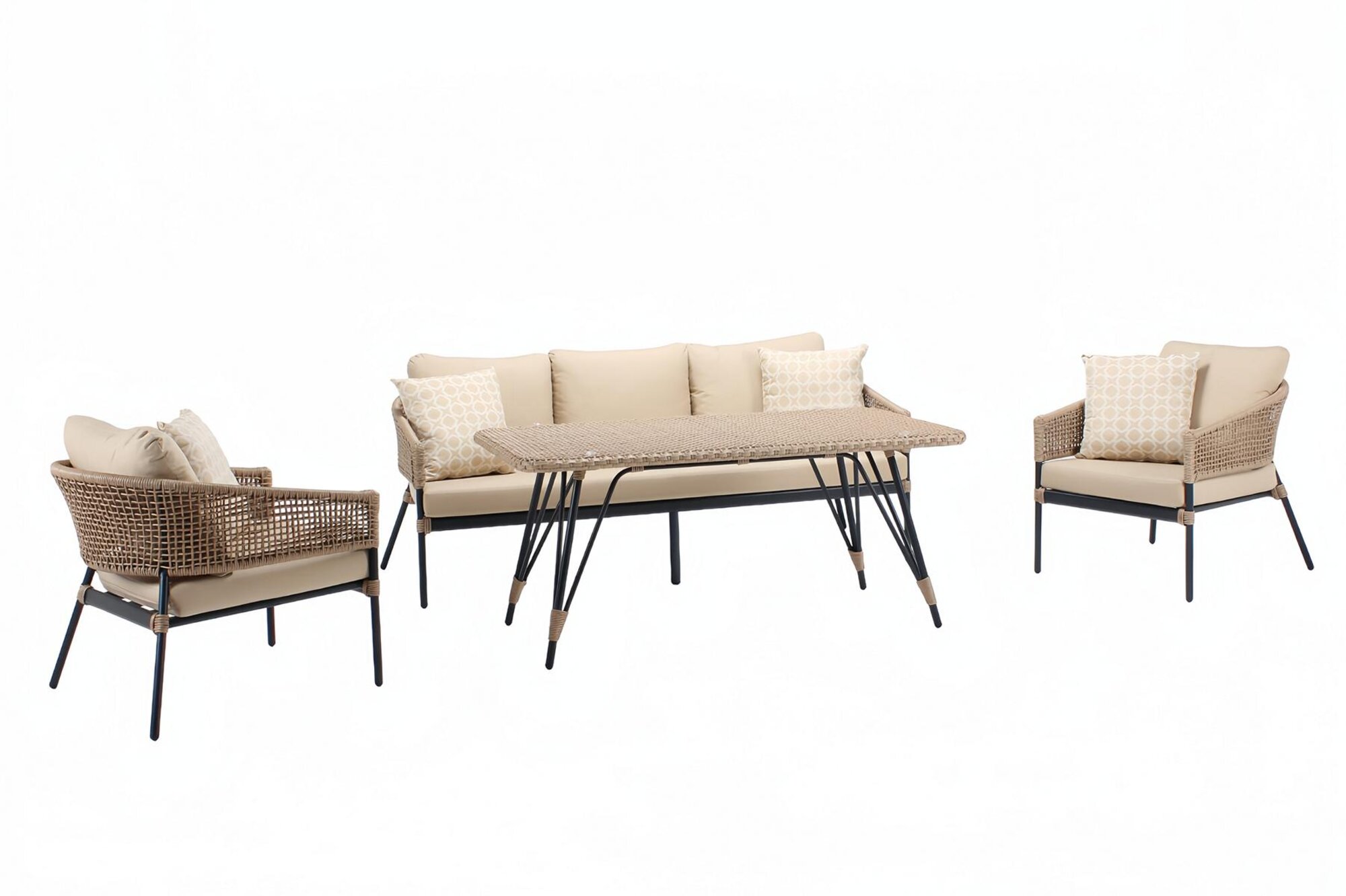 Rattanmöbel Sofagarnitur Garten Terrasse Set Outdoor Lounge Möbel Balkon 4tlg.