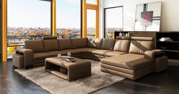 XXL Multifunktions Ledercouch Couch Big Sofa Polster Dekor Ecksofa Moderne