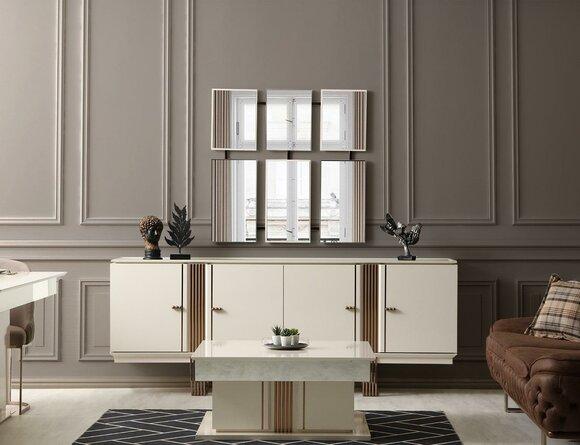 Sideboard Luxus Designer Holzregal Schrankmöbel Beige Kommode