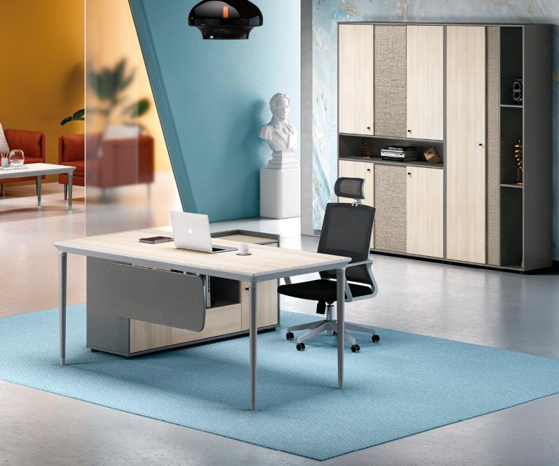 Schreibtisch Arbeitstisch Ecke Tisch Büromöbel Holz Grau Bürotisch
