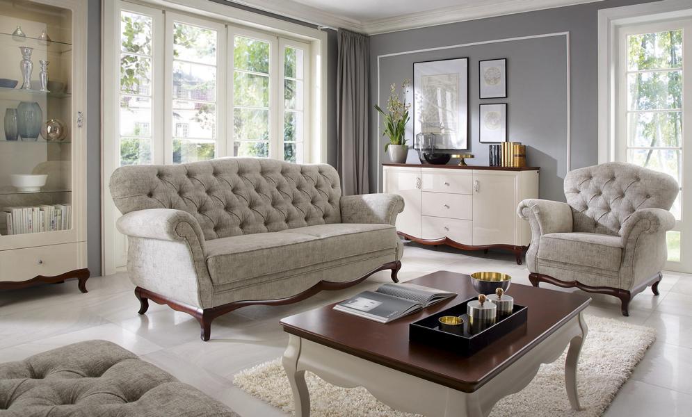 Wohnzimmer Komplett 4tlg Sofas Set 3+1 Sofagarnitur Sideboard Möbel Couchtisch