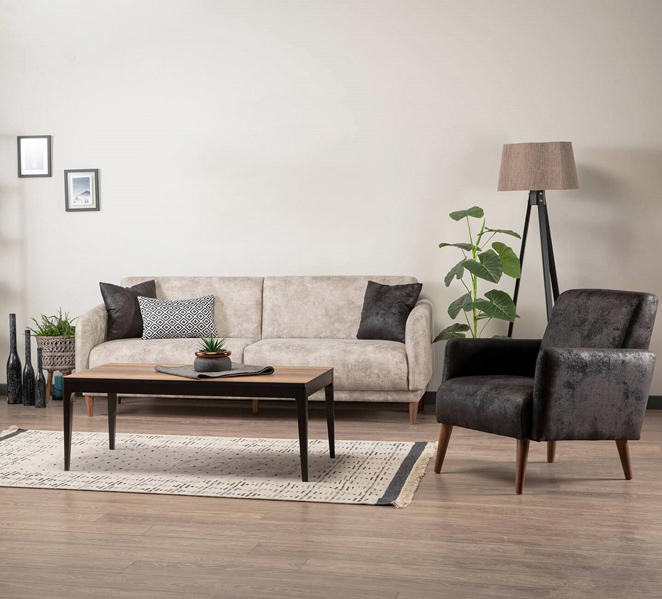 Sofagarnitur Wohnzimmer Set 3+1 Sitzer Couch Sofa Couchtisch Polstersofa 3tlg