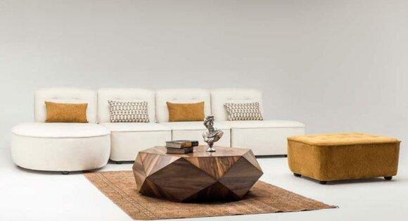 Ecksofa Modulares Counch Sektionssofa L form Beige Stoff Sofa Design