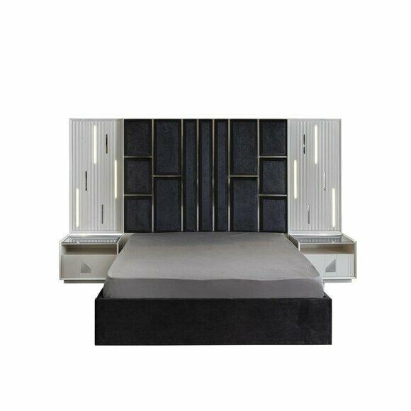 Weiß Bett 2x Nachttische Schlafzimmer Set 3tlg Holz Luxus Garnitur neu