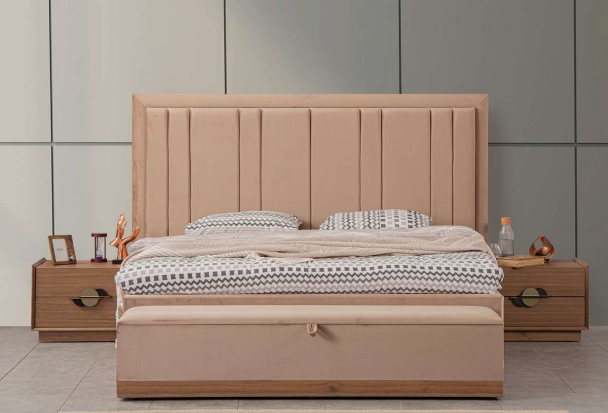 Schlafzimmer Bett 180x200 2x Nachttische 3tlg.Set Luxus Modern