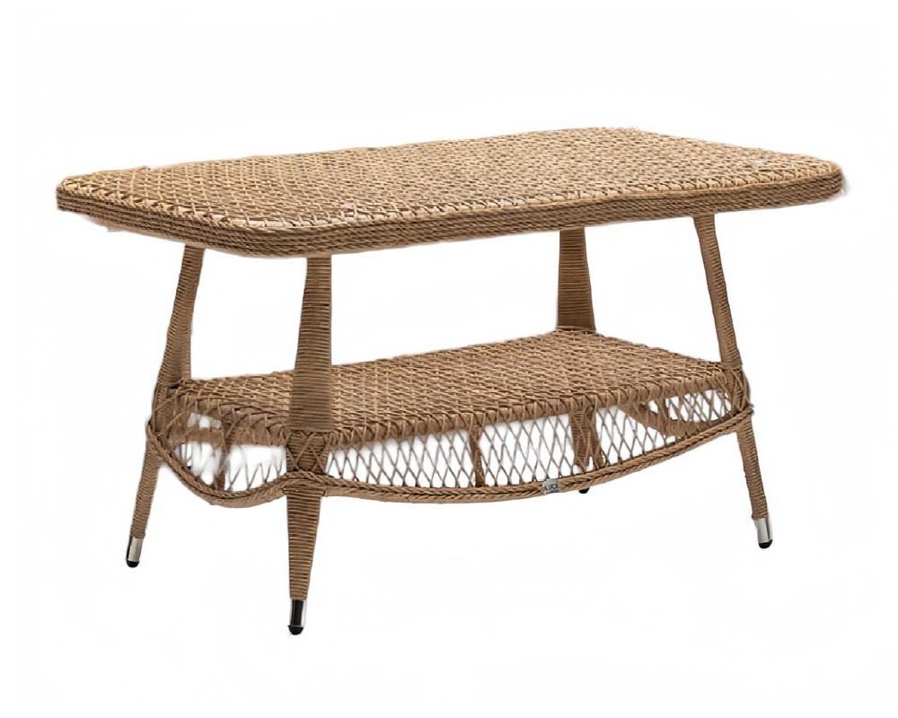 Couchtisch Luxus Kaffeetisch Sofatisch Beistelltisch Rattan Braun Couchtisch