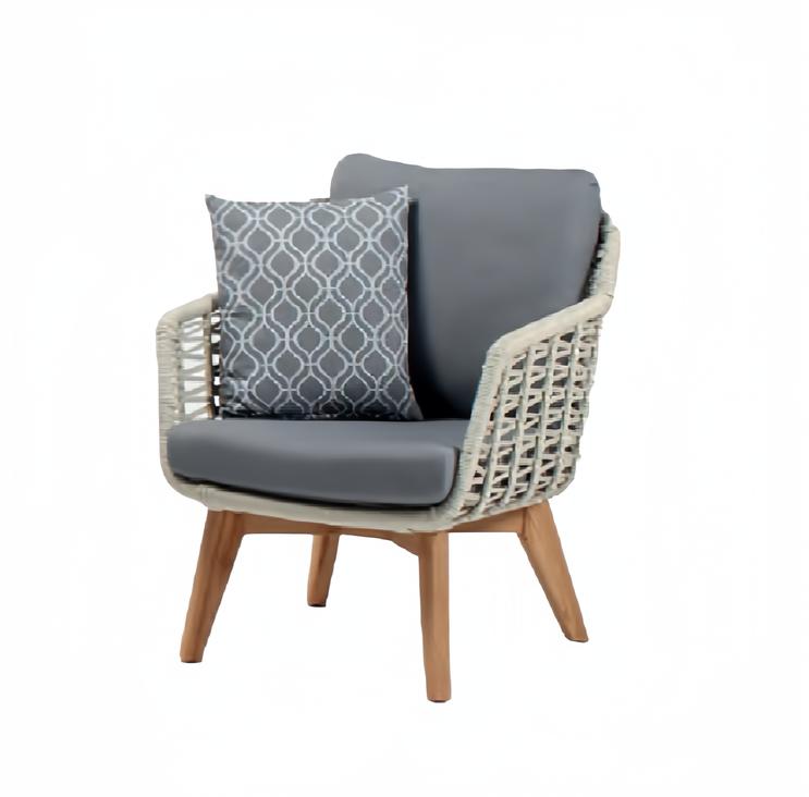 Sessel Design Grau Hochwertig Modern Rattan Lounge Club Polster Sitzer Luxus
