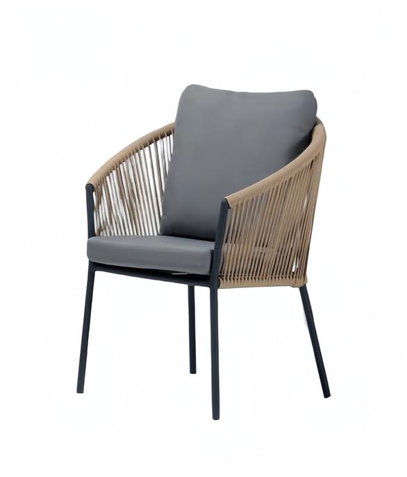 Sessel Design Terrasse Polster Holz Polster Moderne Luxus Grau Hochwertig Rattan