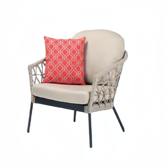 Sessel Design Terrasse Polster Polster Moderne Luxus Beige Hochwertig Rattan