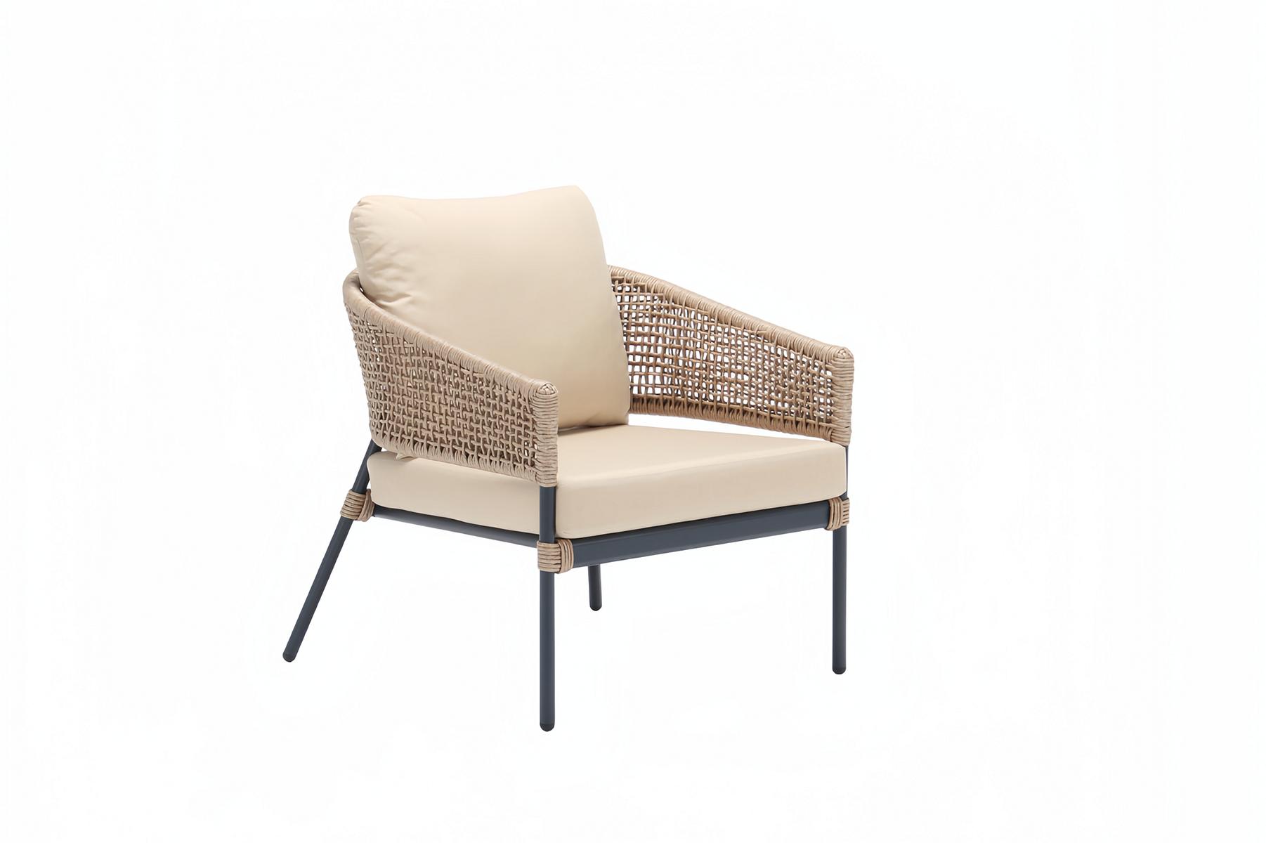 Sessel Beige Elegantes Terrasse Design Möbel Modern Hochwertig Rattan Sessel