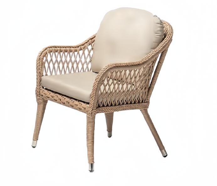 Modern Sessel 1 Sitzer Beige Terrasse Luxus Design Möbel Hochwertig Rattan