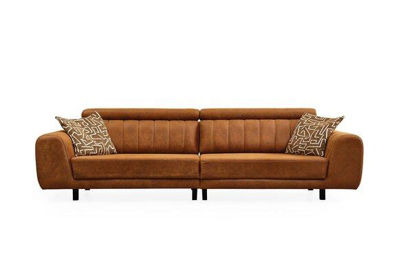 Luxus Viersitzer Couch Braun Kunstleder Sofa 4 Sitzer Polstersofa