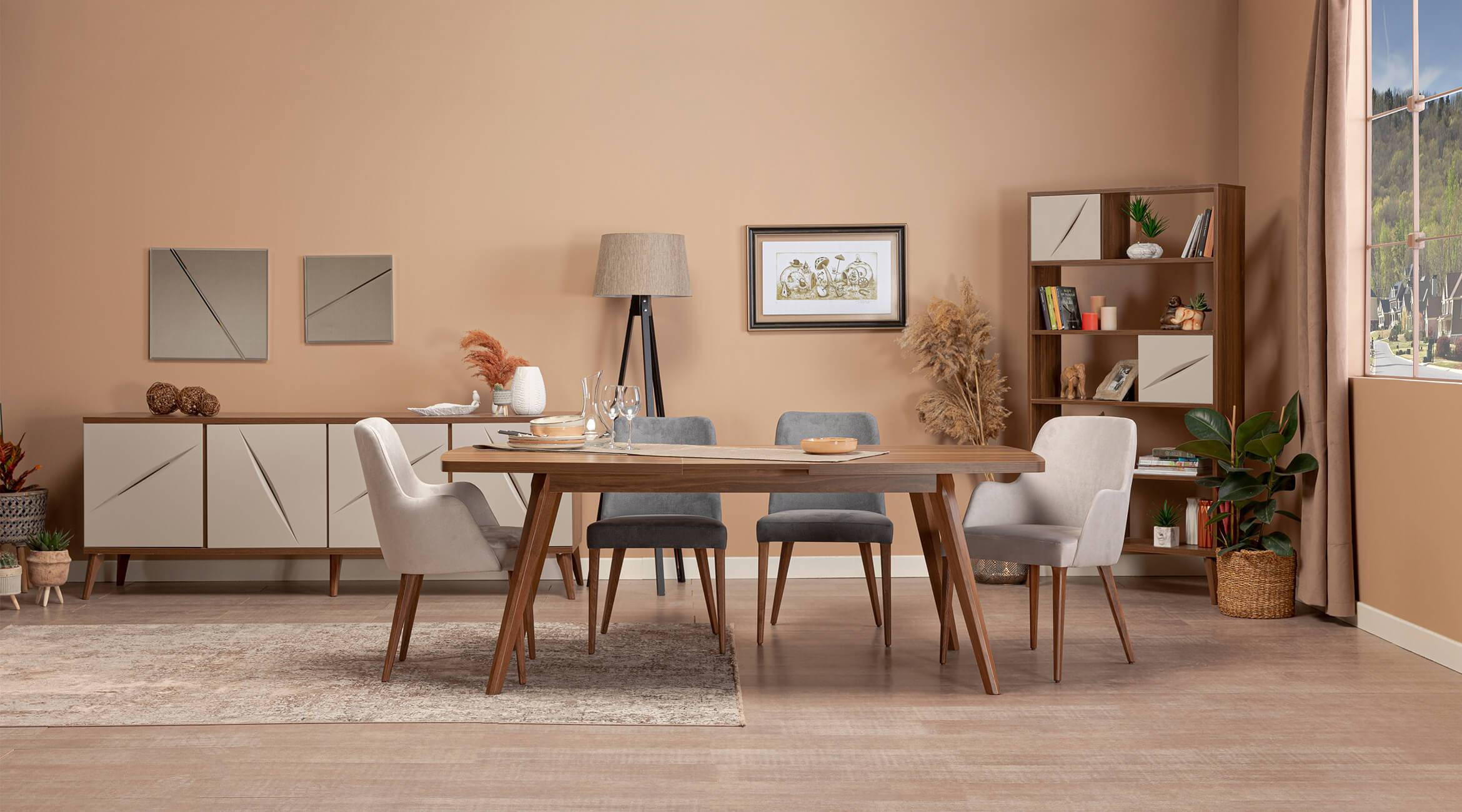 Esszimmer Set 9tlg Essgarnitur Modern Stil Esstisch mit 4x Stühle Anrichte