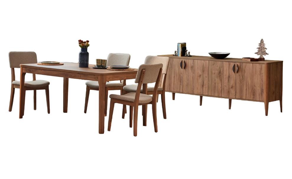 Esszimmer Set 6tlg Holzmöbel Esstisch 4x Stühle Anrichte Essgarnitur Design