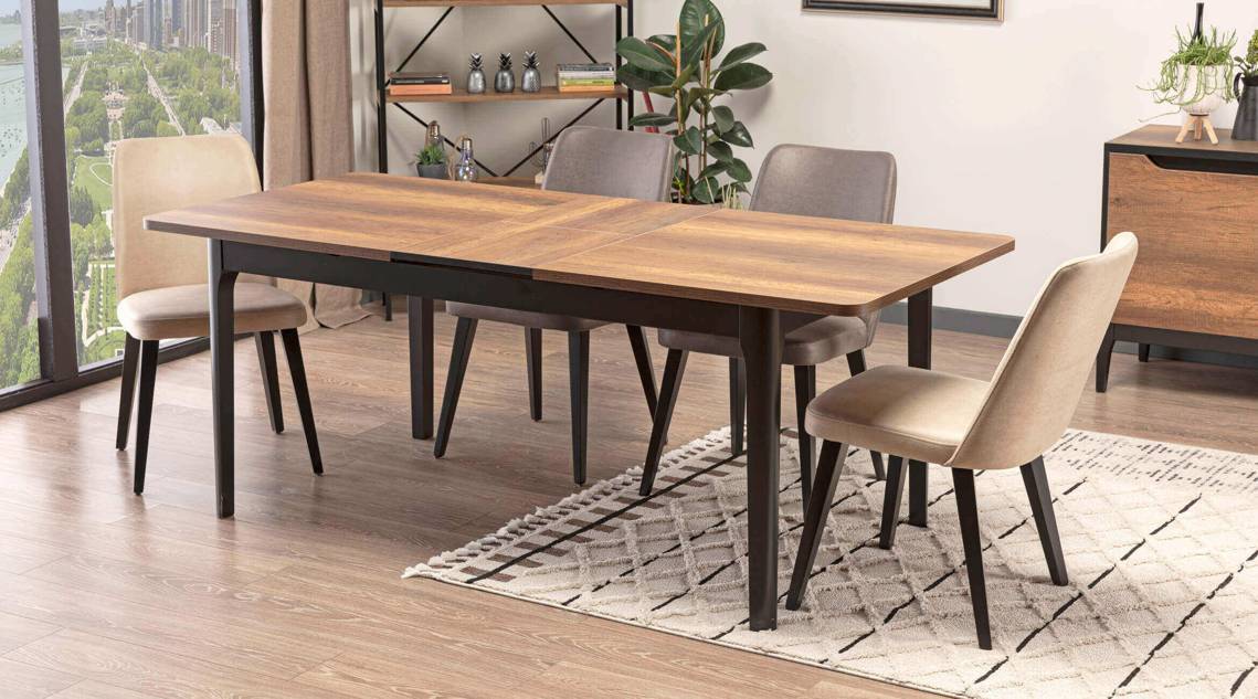 Essgruppe Esszimmer Set 5tlg Esstisch + 4x Stühle Holzmöbel Luxus Einrichtung