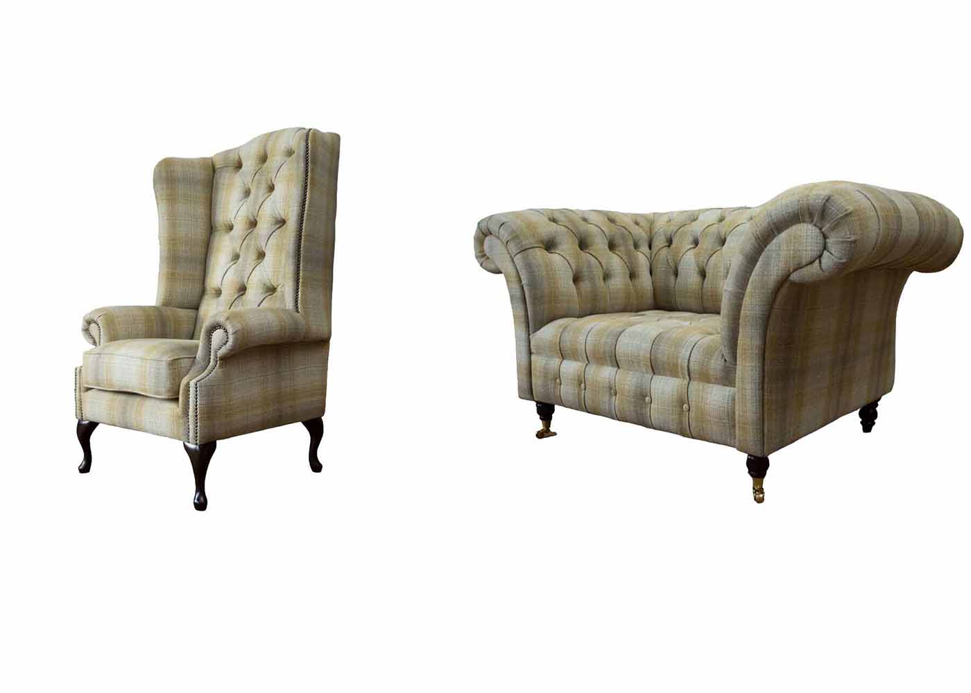 Stilvolles Chesterfield Wohnzimmer set Sofagarnitur 1+1 sitzer Sessel