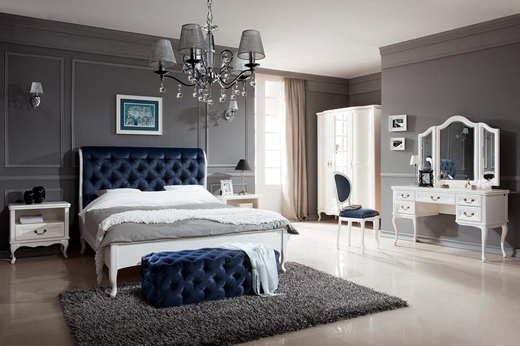 Designer Schlafzimmer Chesterfield Schminktisch Spiegel Kleiderschrank Bett