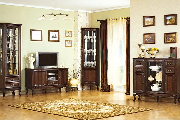 Klassische 4 Sets für Wohnzimmer Vitrine Schrank TV-Vitrinen