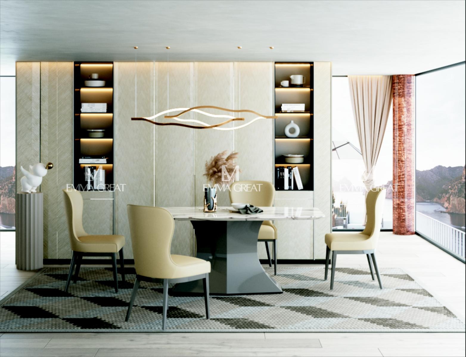 Esstisch Tisch Gruppe Esszimmer Wohnzimmer Garnitur Holz Design Luxus Modern