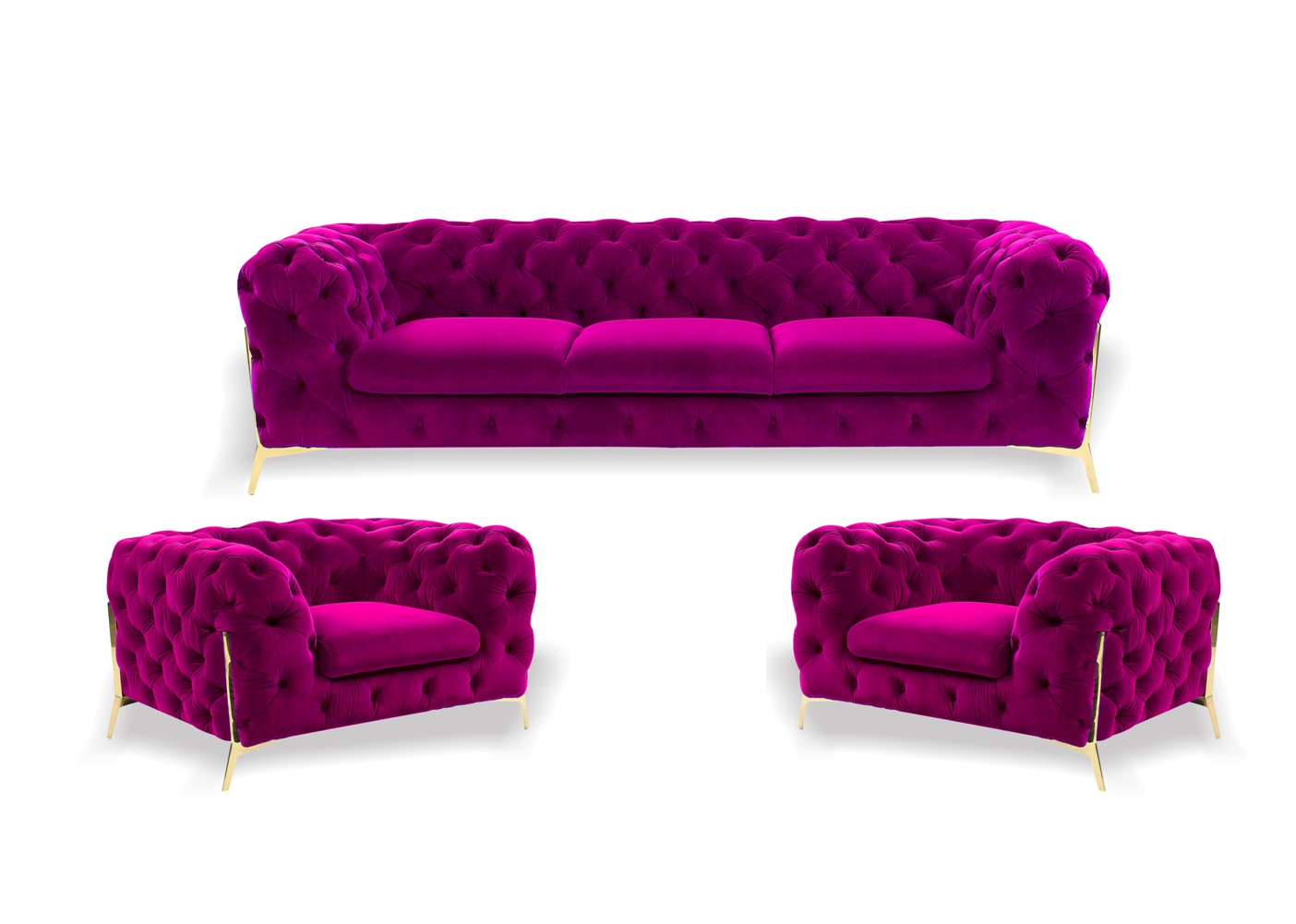 Chesterfield Couch Polster Garnitur 3+1+1 Sitzer Samt Designer Couchen Sofort