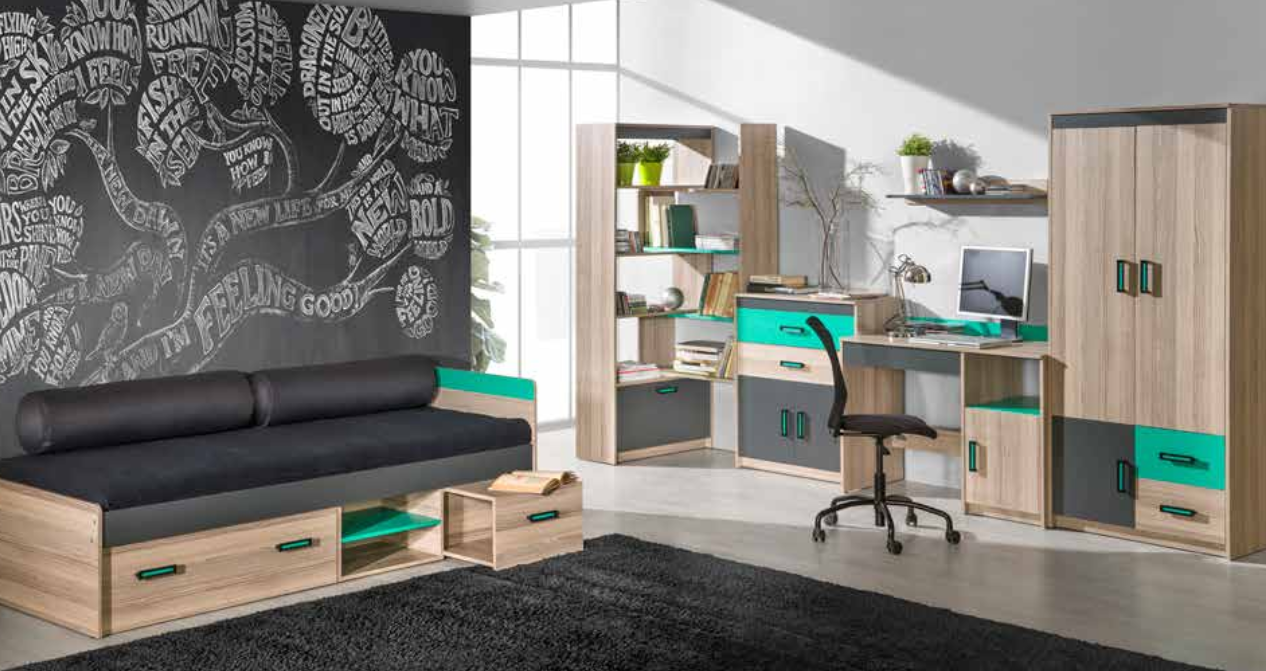 6 tlgs. Jugendzimmer Schlafzimmer Modernes Kinder Zimmer Tisch Schrank