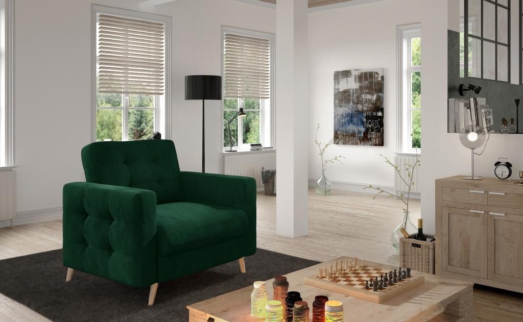 Sessel Stuhl Esszimmer Fernseh Lounge Sitz Grün Modern Design Polsterstuhl Neu