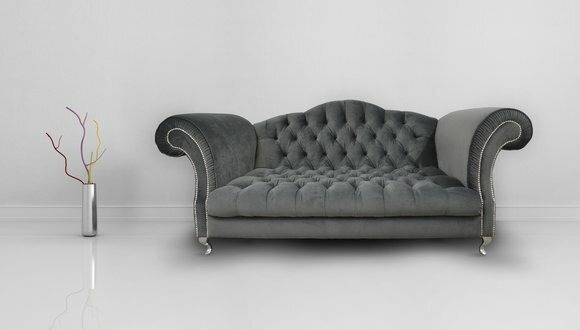 Chesterfield Sofa Grau Velvet Designer Couchen Sofas Garnitur Textil Stoff