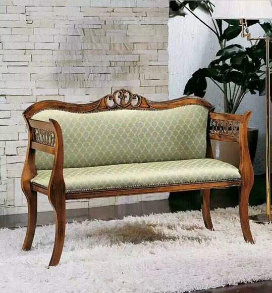 Klassische Bank Luxus Polster Sitzbank Wohnzimmer Sitzmöbel Zweisitzer