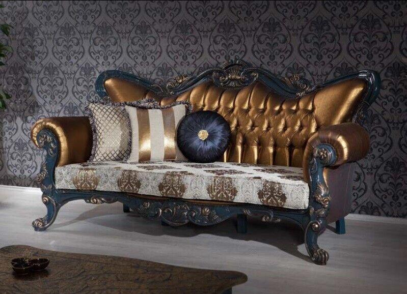 Chesterfield 3 Sitzer Designer Sofa Luxus Polster Sofas Stoff Textil Neu
