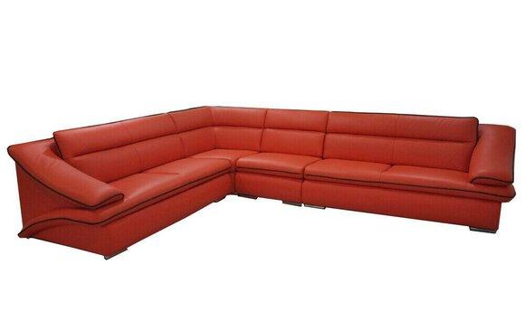 Design Leder Wohnlandschaft Eck Sofa Moderne Couch Garnitur Ecke Rot USB + LED