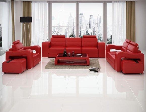 Ledersofa Pisa Sofagarnitur Sofa Couch 3+2+1 Sitzer