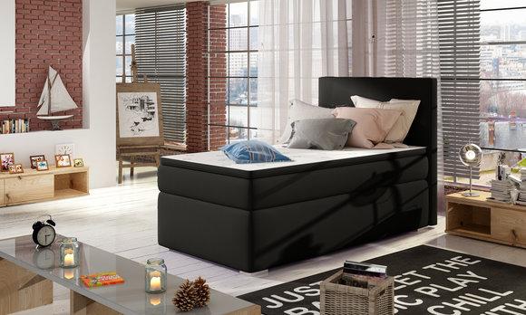 Boxspring Bett Hotel Betten 90x200cm Leder Komplett Bettkasten Topper