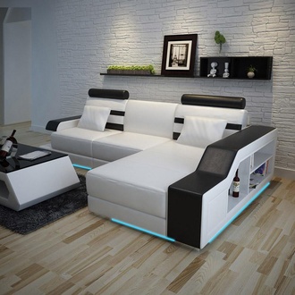 Ecksofa Sofa Couch Eltmann Polster Leder Garnitur Wohnlandschaft Ecke Wohn UForm