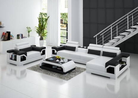 Sofagarnitur Couch Leder Polster Sofa 3+2+1 Klassische Couchen Jarkson