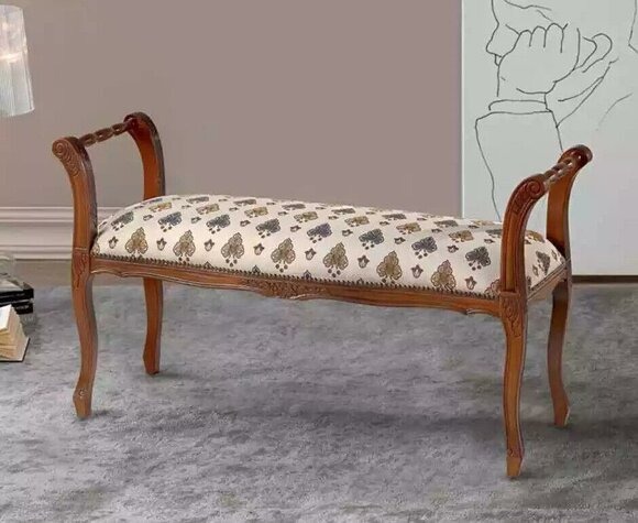 Klassischer Bank Hocker Sitzbank Neu Sitzmöbel Polster Textil Stoff Bänke