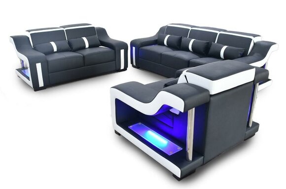 Sofagarnitur 3+2+1 Sitzer Set Design Sofa Polster Couchen Beleuchtet Couch