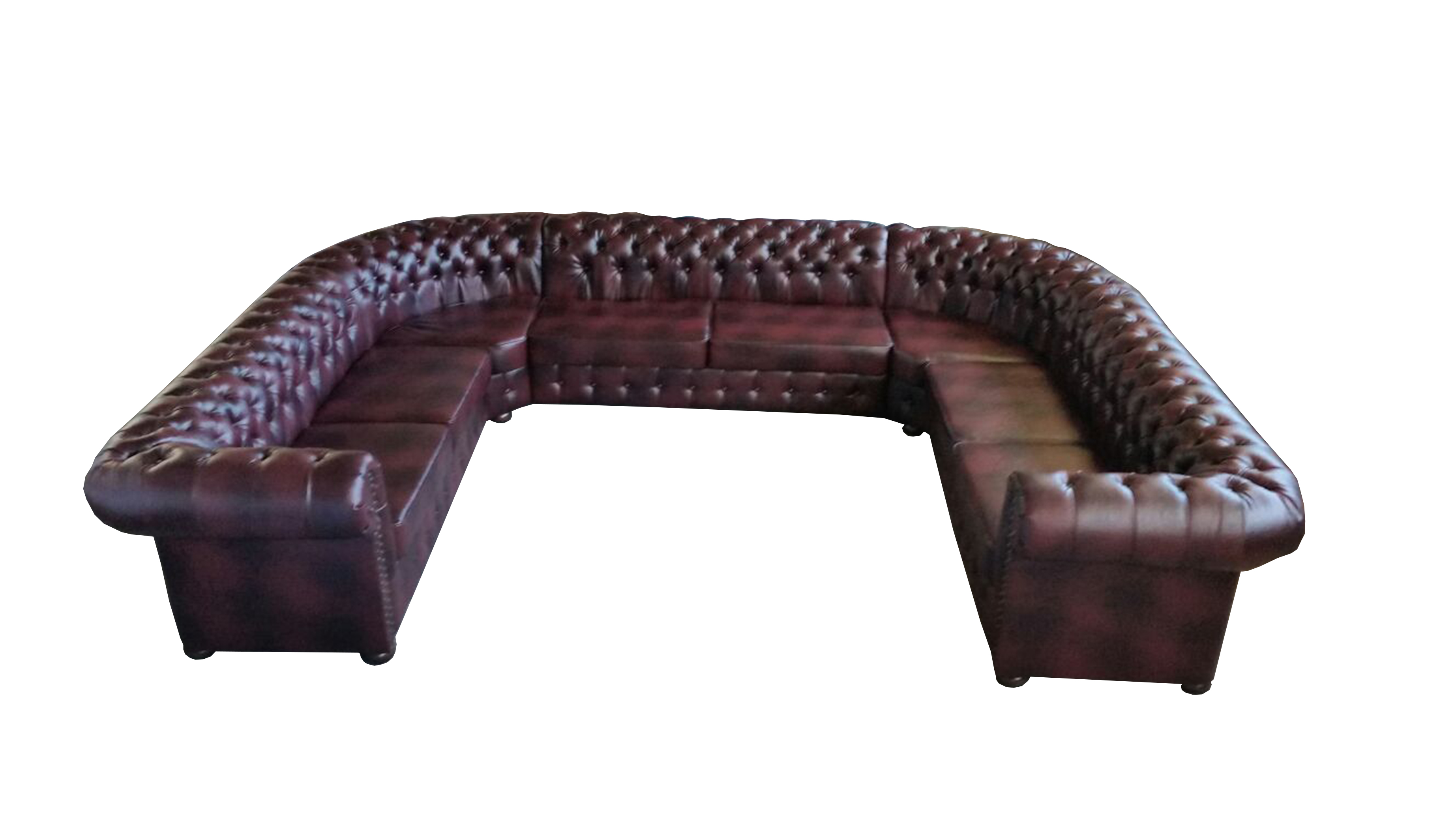 Chesterfield Wohnlandschaft U-Form Ledersofa Couch Garnitur Polster
