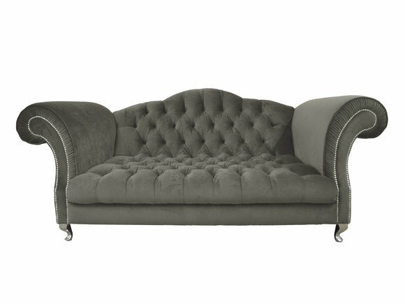 Chesterfield Sofa Polster Designer Couchen Sofas Garnitur Grau Velvet SLIII