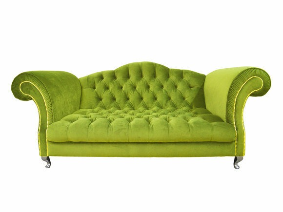 Chesterfield Sofa Polster Designer Couchen Sofas Garnitur Hellgrün Velvet SLIII