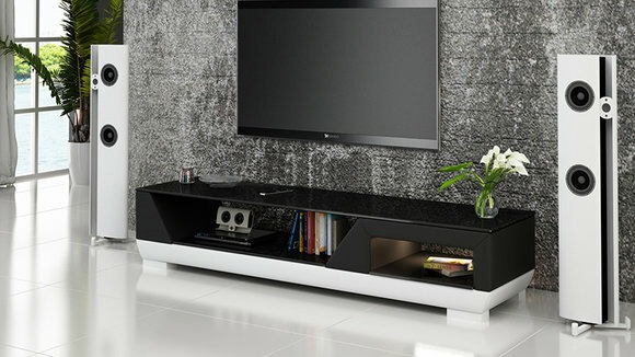 RTV TV SIDEBOARD LEDER SCHRANK TISCH GLAS TISCH FERNSEH DESIGNER WOHNZIMMER