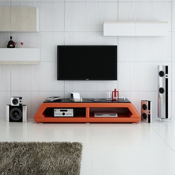 RTV TV SIDEBOARD LEDER GLAS TISCH FERNSEH SCHRANK TISCH