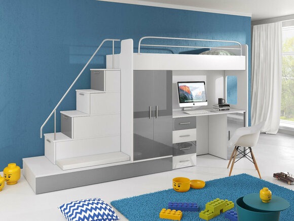 DOPPELSTOCKBETT STOCKBETT BETT ETAGENBETT MIT SCHREIBTISCH KINDERZIMMER