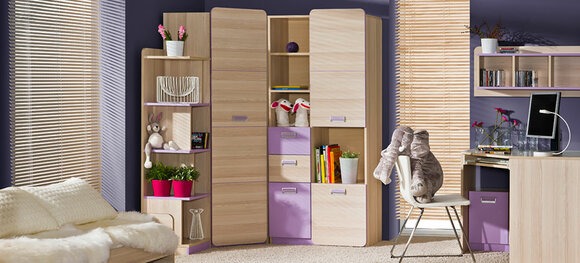 Komplett Jugendzimmer Kinderzimmer Eckschrank Schreibtisch Regal