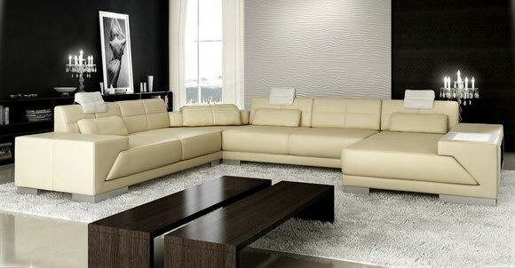 Ecksofa Sofa Couch Polster Leder Garnitur Modern Wohnlandschaft Ecke Wohn
