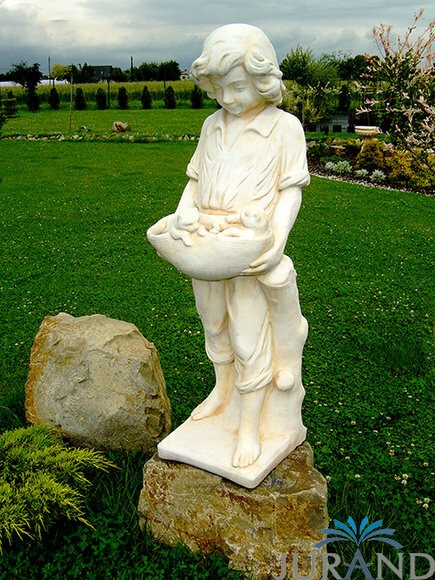 GARTENFIGUR STEINFIGUR FIGUR GARTEN JUNGE SKULPTUR DECORATIVE STEINGUSS