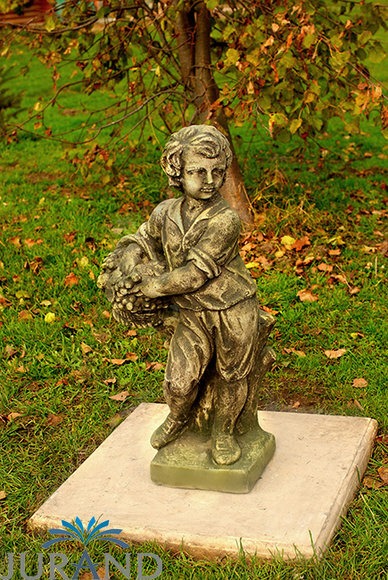 GARTENFIGUR STEINFIGUR FIGUR GARTEN SKULPTUR DECORATIVE JUNGE STEINGUSS