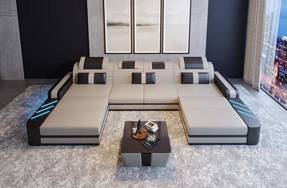 Design Sofa Couch Sitz Leder Polster Garnitur Modern Wohnlandschaft Ecksofa